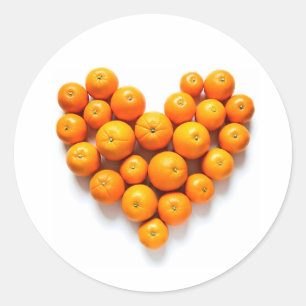 Orange Heart Runder Aufkleber
