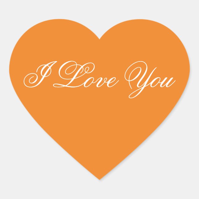 Orange Heart Sticker - I Liebe You (Vorderseite)
