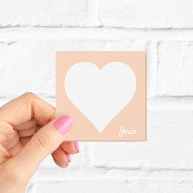Orange Heart Sticky Notes mit Name Post-it Klebezettel (Von Creator hochgeladen)