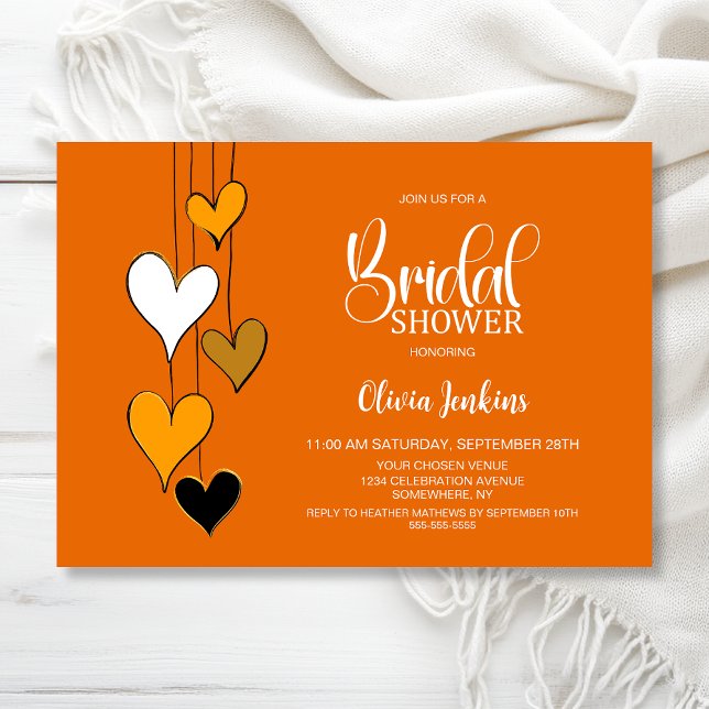 Orange Heart Theme Bridal Shower Einladung (Von Creator hochgeladen)