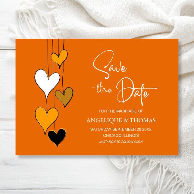 Orange Heart Theme Wedding Save the Date (Von Creator hochgeladen)
