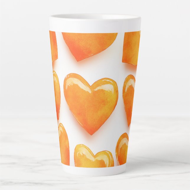 Orange Hearts Digitale Kunst Milchtasse (Vorderseite)
