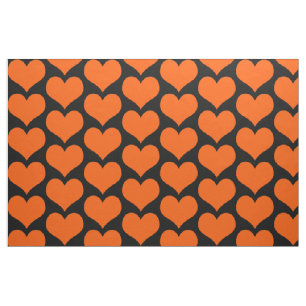 Orange Hearts Fabric Stoff