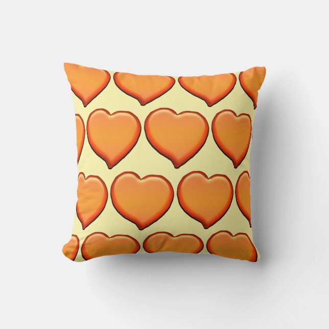 Orange Hearts Pattern Kissen (Vorderseite)