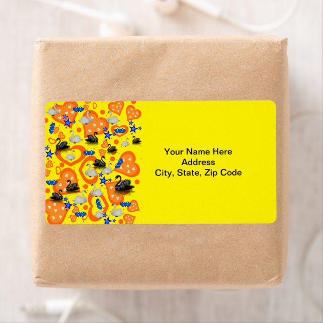 Orange Hearts Swans Labels (Insitu)