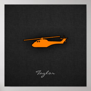 Orange Helicopter Poster