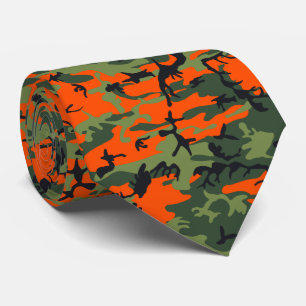 Orange, Hellgrün, Dunkelgrün, schwarze Tarnung Krawatte