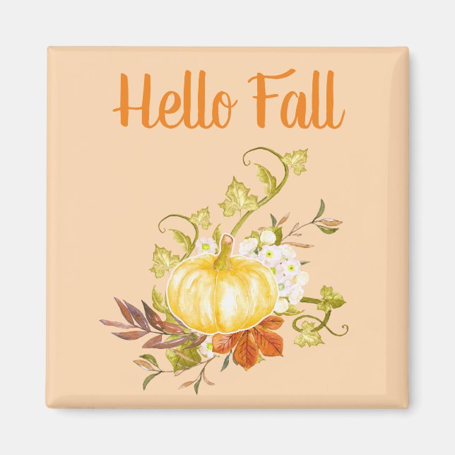Orange Hello Fall Shades Autumn Kitchen Magnet (Vorne)