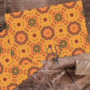 Orange Herbst farbiges ethnisches Mosaikmuster Seidenpapier