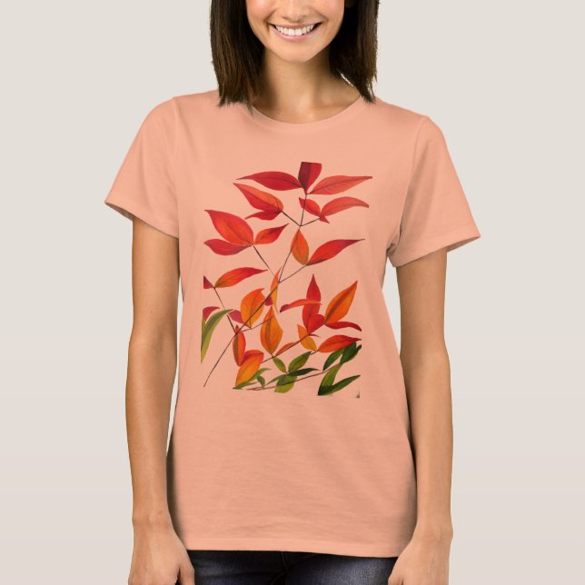 Orange Herbst hinterlässt originale Aquarellkunst T-Shirt (Vorderseite)
