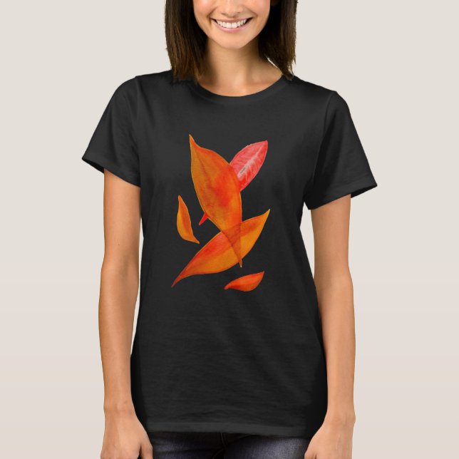 Orange Herbst Saisonblatt Kunst T-Shirt (Vorderseite)