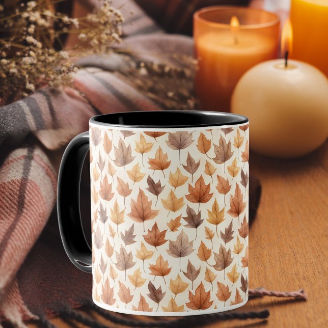 Orange Herbstlaub Ahornleaf Muster Herbst Tasse (Von Creator hochgeladen)