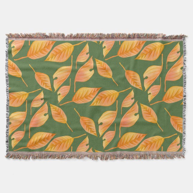 Orange Herbstlaub Custom Throw Blanket Decke (Vorderseite)