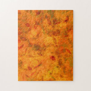 Orange Herbstlaube auf Stoff Puzzle
