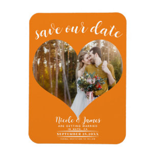 Orange Herz Foto Hochzeit Termin vormerken Magnet