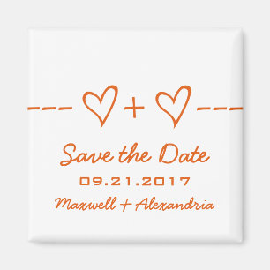 Orange Herz-Gleichungs-Save the Date Magnet