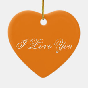 Orange Herz-Verzierung - i-Liebe Sie Keramik Ornament