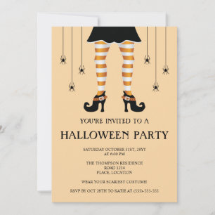Orange Hexenbeine Und Spinnen Frohes Halloween Einladung