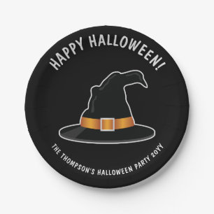 Orange Hexenhut Hexenhut Frohes Halloween Pappteller