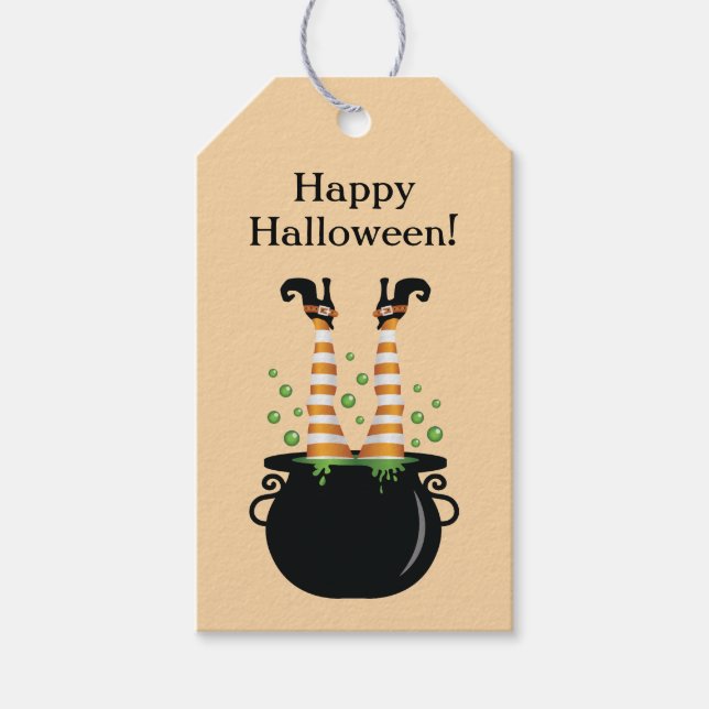 Orange Hexenleder in Hexenbrauenhaus glückliches H Geschenkanhänger (Vorderseite)