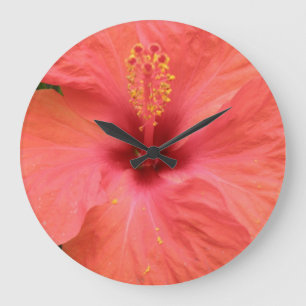 Orange Hibisken Blume Macintosh Große Wanduhr