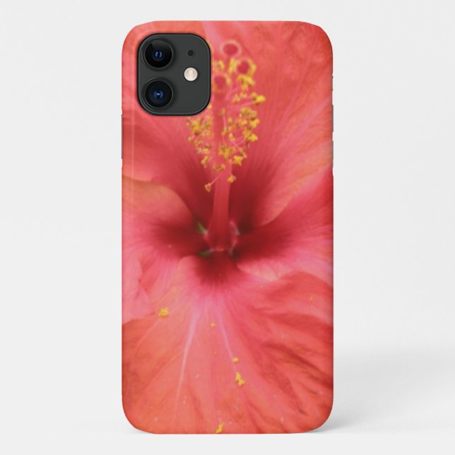 Orange Hibisken Blume Macro iPhone Case (Rückseite)