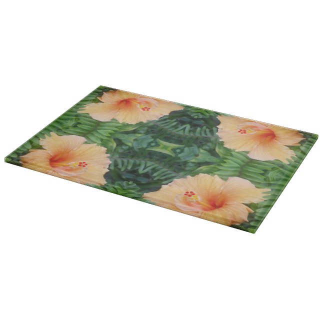 Orange Hibisken Blume Muster Schneidebrett (Ecke)