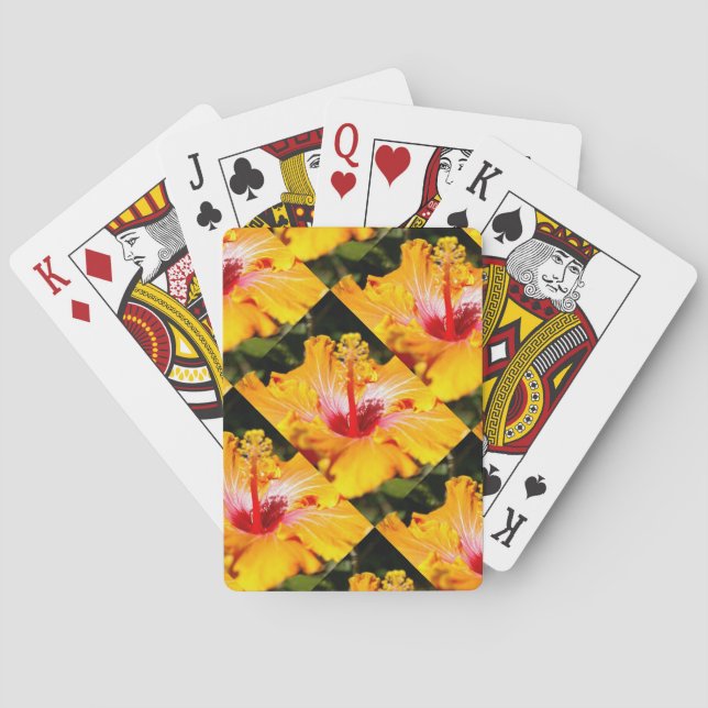 Orange Hibisken Blume Seitenansicht Spielkarten (Rückseite)