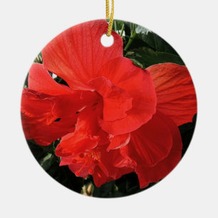 Orange Hibiskus Blume Frohe Weihnachtsfeiertage Keramik Ornament