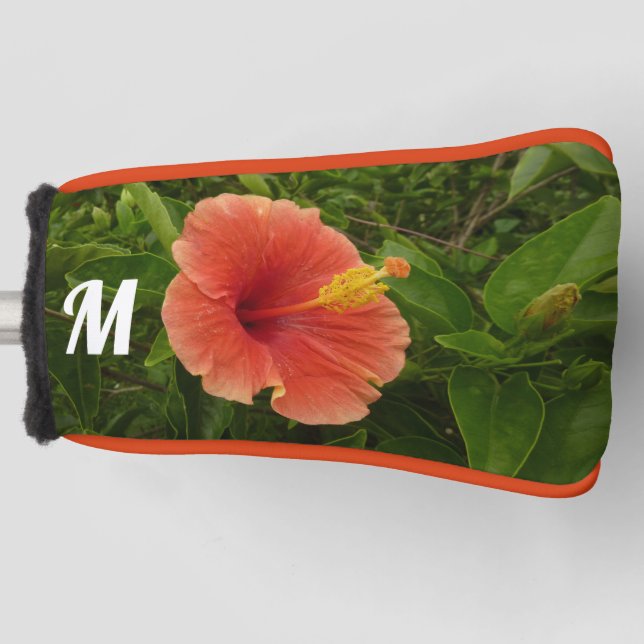 Orange Hibiskus Blume Tropenflora Golf Headcover (Vorderseite)
