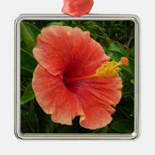 Orange Hibiskus Blume Tropenflora Ornament Aus Metall