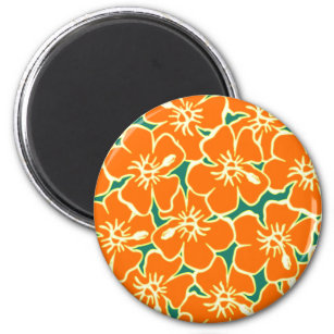 Orange Hibiskus Blume Tropical Hawaiian Luau Magnet