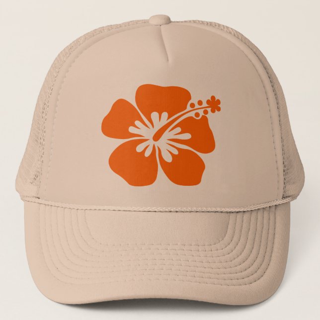 Orange Hibiskus-Blume Truckerkappe (Vorderseite)