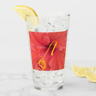Orange Hibiskus Foto mit Extravagantem Initialskri Glas