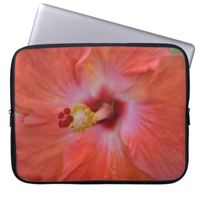 Orange Hibiskus Laptop Sleeve (Vorderseite)