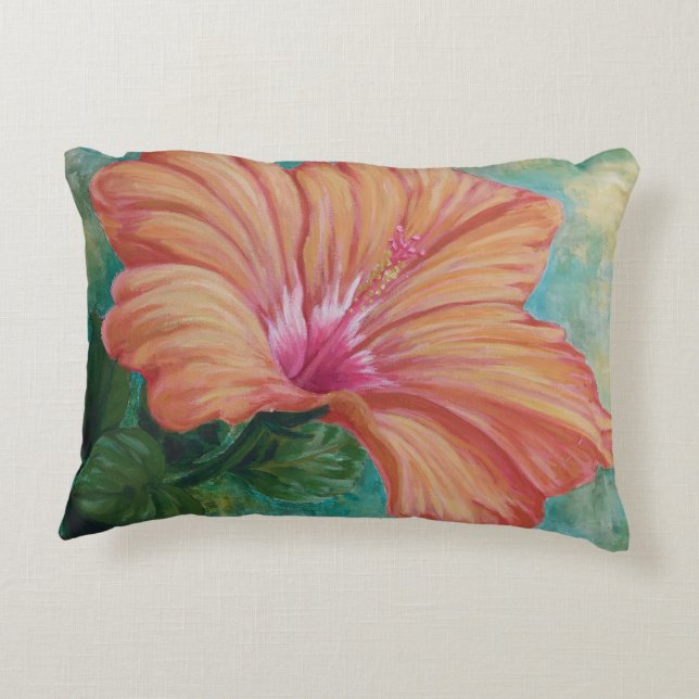Orange Hibiskus Pillow Dekokissen (Rückseite)