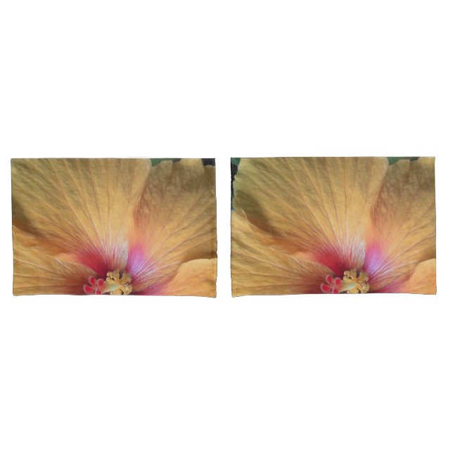 Orange Hibiskus Ruffle Kissenbezug (Vorderseite-Set)