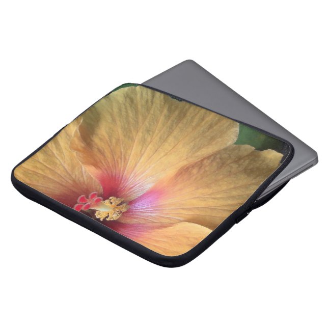 Orange Hibiskus Ruffle Laptopschutzhülle (Vorne Oben)