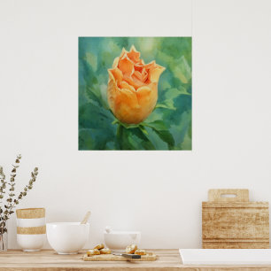 Orange Hibiskus Tropical Blume Floral Art Poster