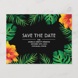 Orange Hibiskus Tropical Save the Date Postkarte