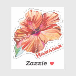 Orange Hibiskus Watercolor Hawaiian Sticker