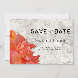 Orange Hibiskus Wedding Save the Date Foto Card
