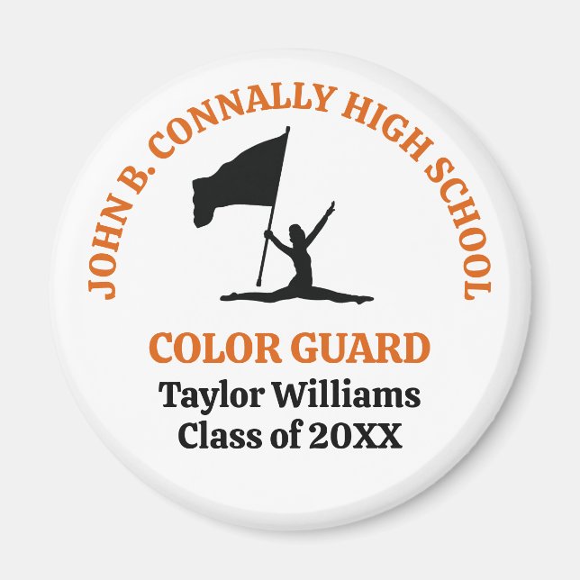 Orange High School Color Guard Personalisiert Magnet (Vorne)