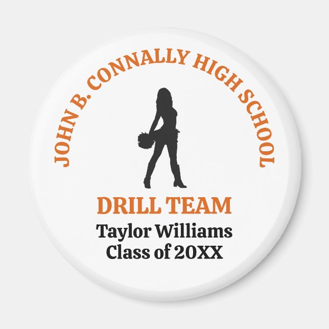 Orange High School Drill-Team-Tänzerin Personalisi Magnet (Vorne)