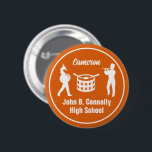 Orange High School Marching Band Personalisiert<br><div class="desc">Diese coole,  individuell auf die Bedürfnisse des Gymnasiums zugeschnittene orangefarbene High School Marching Band-Taste zeigt eine weiße Typografie Ihres Spielernamen unter den Schlagzeug. Ein großartiges Geschenk für Schüler und Musiker für Eltern.</div>