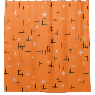 Orange Hintergrund-abstrakte Linien und Retro Duschvorhang