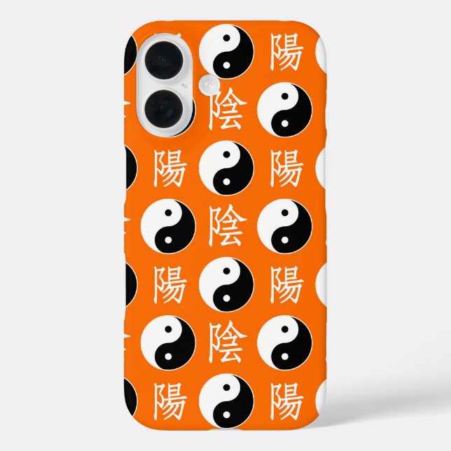 Orange Hintergrund Chinesisches Yinyang-Muster Case-Mate iPhone Hülle (Rückseite)