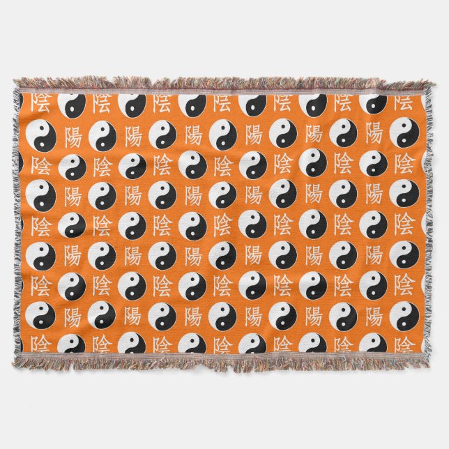 Orange Hintergrund Chinesisches Yinyang-Muster Decke (Vorderseite)