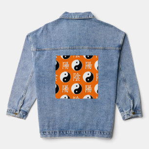 Orange Hintergrund Chinesisches Yinyang-Muster Jeansjacke