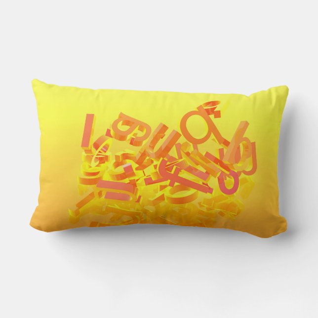 Orange Hintergrund mit Buchstaben Lendenkissen (Rückseite)